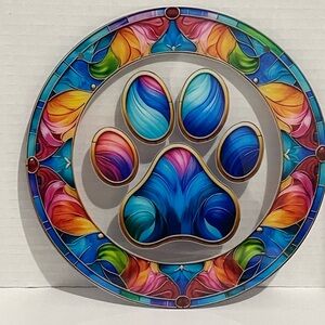 Suncatcher Acrylic Paw Print Dog Home Decor Gifts Memorial 7.5”